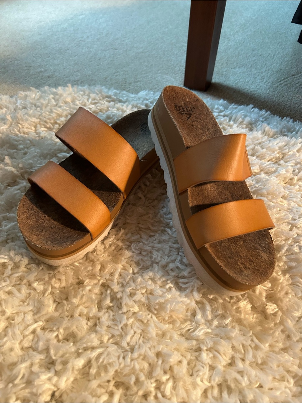 Reef Double Strap Slide Sandals in Tan